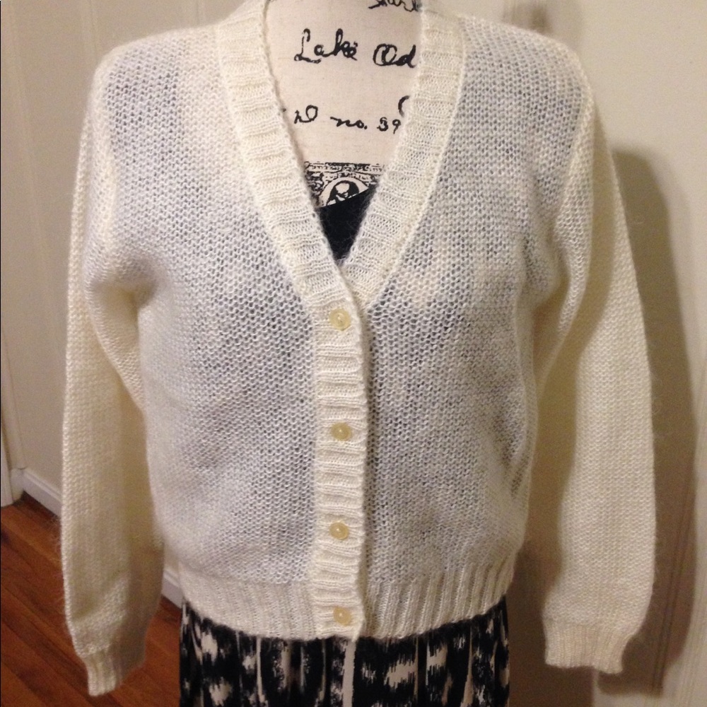 Vintage Soft cream cardigan Wool Mohair